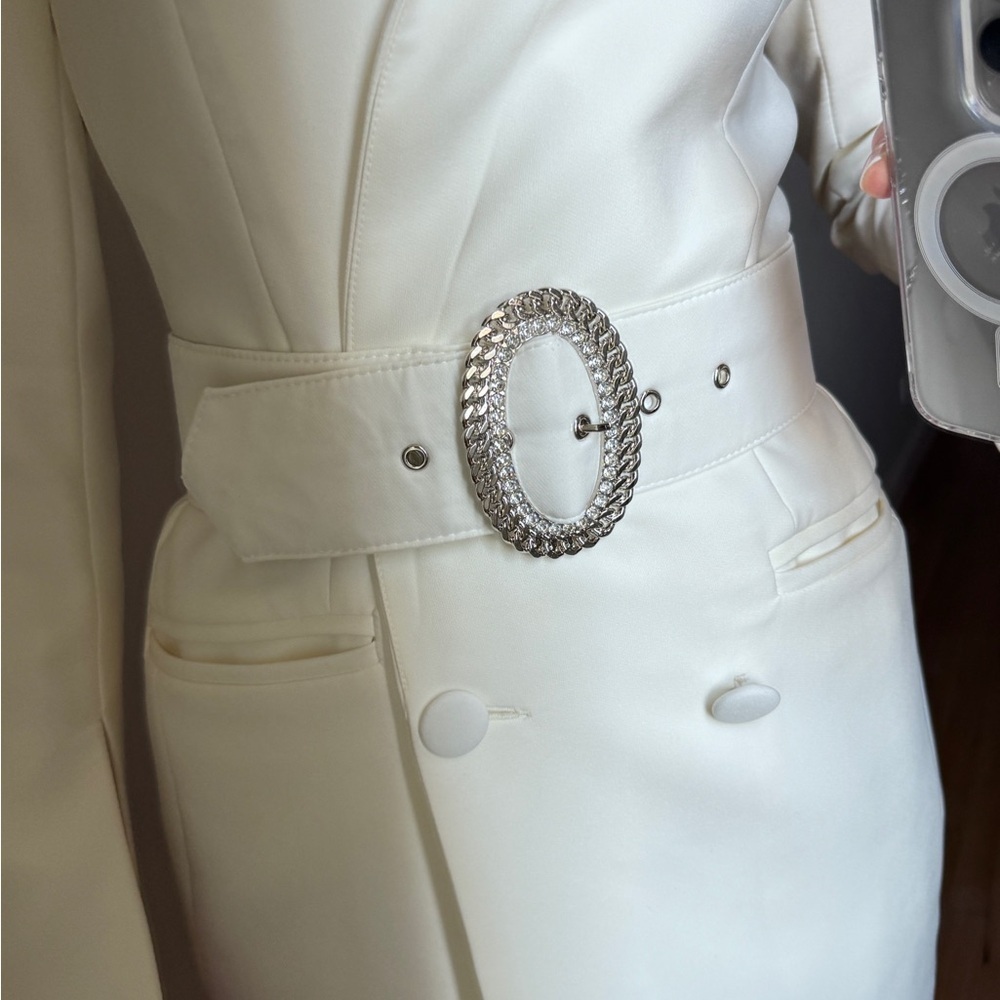 LICHI Belted Cream Mini Dress in Small - Picture 2 of 16